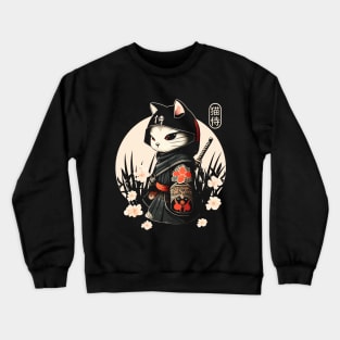Samurai Cat Tattoo, Kawaii Ninja Cat Crewneck Sweatshirt